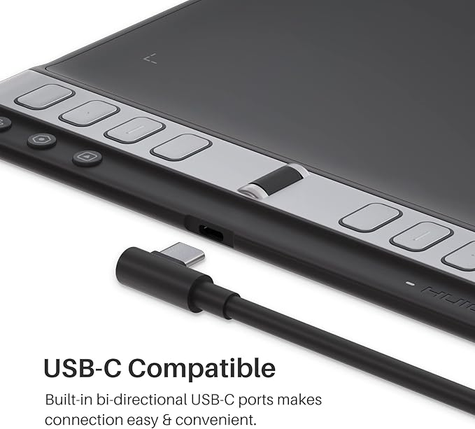 2023 HUION Inspiroy 2 Large Drawing Tablet, 10x6inch Art Tablet with Scroll Wheel 3-Set 8 Customized Keys Battery-Free Stylus, Graphics Tablet for Drawing, Design, Work with Mac, PC & Mobile, Black