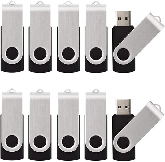 20 Pack USB 2.0 Flash Drives - 32GB Memory Stick, Black