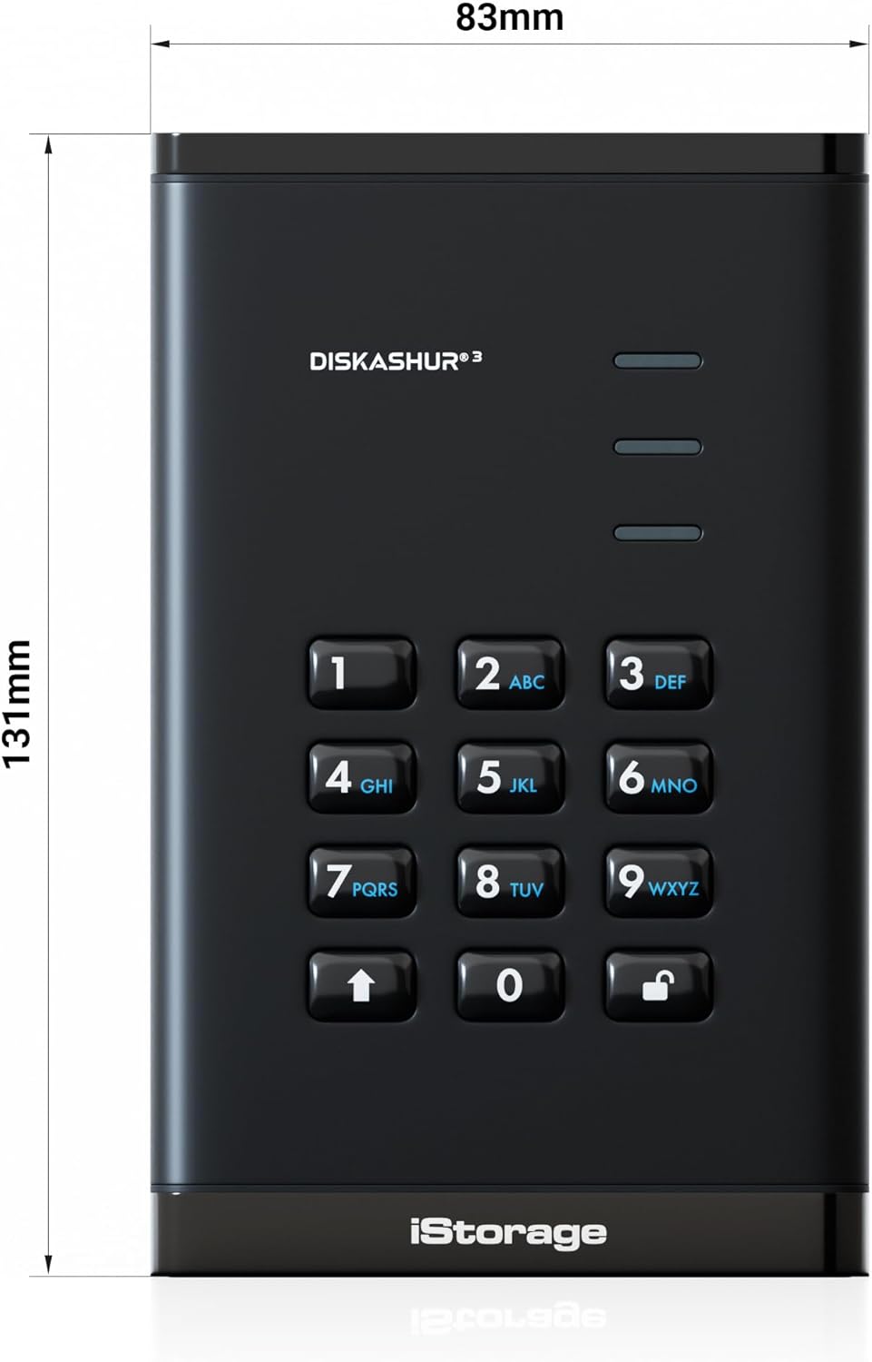 iStorage diskAshur3 SSD 8TB Black - Secure Portable Solid State Drive - Password Protected - Dust & Water Resistant - Hardware Encryption