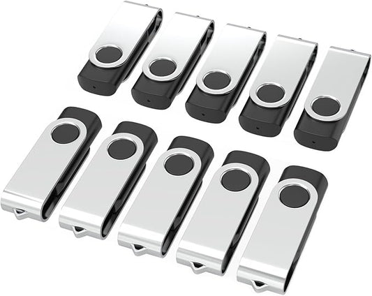 USB Flash Drives 2GB 10 Pack, Wooolken USB 2.0 Thumb Drives with Keychains Memory Stick USB Drive Pendrive for PC Laptop Computer (Black)