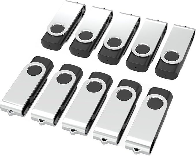 USB Flash Drives 4GB 10 Pack, Wooolken USB 2.0 Thumb Drives with Keychains Memory Stick USB Drive Pendrive for PC Laptop Computer (Black)