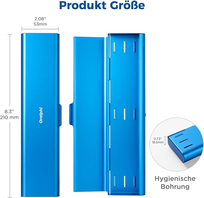 Wider Aluminum Toothbrush Travel Case, Portable Travel Toothbrush Holder, Durable Manual Toothbrush Box Container for Traveling, Bathroom, Camping, Business Trip, Blue