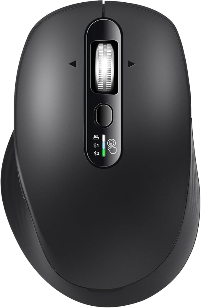 Wireless Bluetooth Multi-Device Mouse, 2.4G USB Receiver and Two Bluetooth, 4-Way Navigation Scroll Mice for Computer, Laptop, PC, MacBook, iPad(Black)