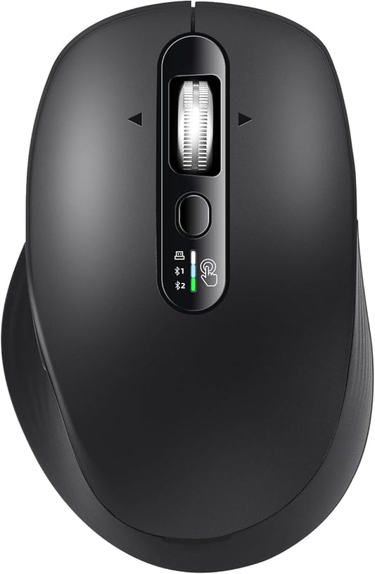 Wireless Bluetooth Multi-Device Mouse, 2.4G USB Receiver and Two Bluetooth, 4-Way Navigation Scroll Mice for Computer, Laptop, PC, MacBook, iPad(Black)