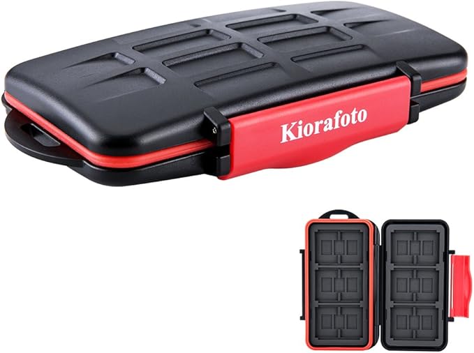 Kiorafoto 36 Slots : 18 TF + 12 SD + 6 CF Memory Card Holder Case Storage Protector Wallet for TF MSD Micro SD SDHC SDXC SDUC CF Compact Flash Memory Cards with Carabiner + Card Tray Removal Pin Key