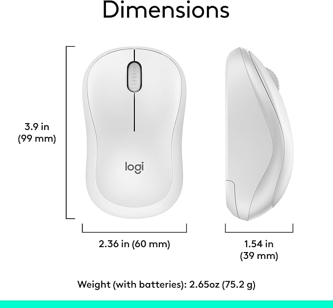 Logitech MK270 Wireless Keyboard and Mouse Combo for Windows, 2.4 GHz, 8 Multimedia Keys, PC, Laptop, Wireless Keyboard Compact Mouse Combo - White