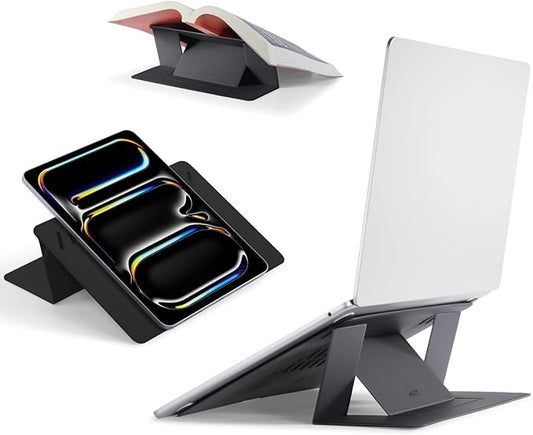 MOFT Invisible Laptop Stand for Desk, Stick-Free Tablet and Computer Stand with Dual-Angle, Foldable&Portable Laptop Riser Holder, Fits 7-11" Tablets&11-14" Laptops, Jet Black (Non-Adhesive Version)