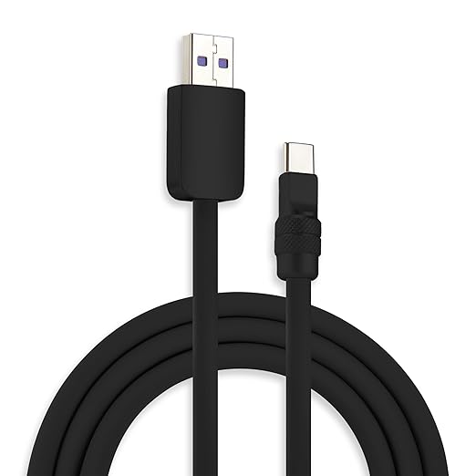 chubbycable Chubby 2.0 Fast Charging Cable Durable Soft Silicone USB C Cable 120W Extra Thick Charger Cord Compatible with iPhone 17-15 Series iPad, Black+Black, USB-A to Type-C, 19.6 FT