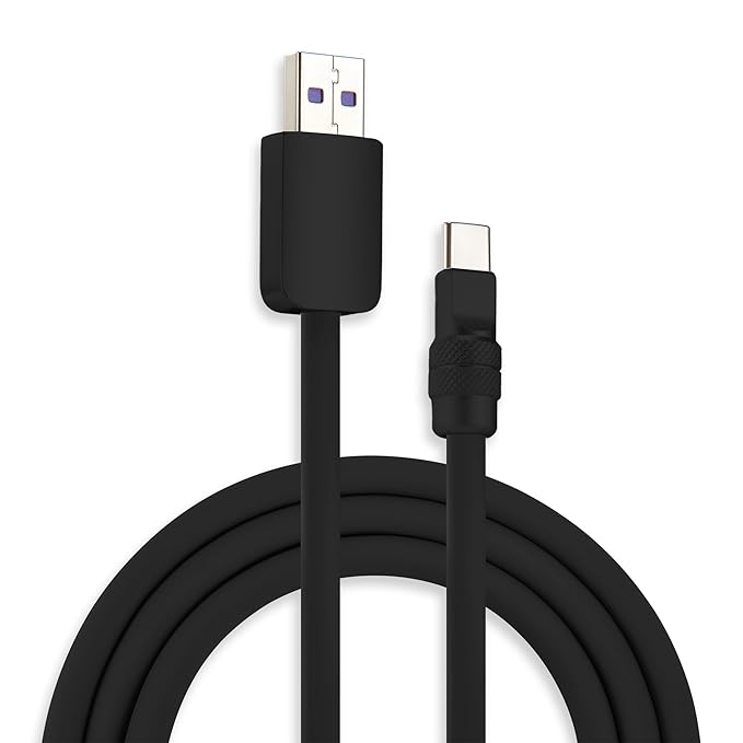 chubbycable Chubby 2.0 Fast Charging Cable Durable Soft Silicone USB C Cable 120W Extra Thick Charger Cord Compatible with iPhone 17-15 Series iPad, Black+Black, USB-A to Type-C, 6.6 FT