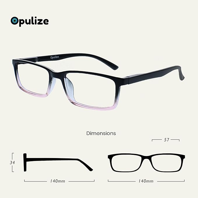 OPULIZE SEE Reading Glasses with Blue Light Blocking for Women and Men, Narrow Frame, Spring Hinges, Computer Gaming Glasses, Black to Pink,Purple +1.5 (Pack of 2)