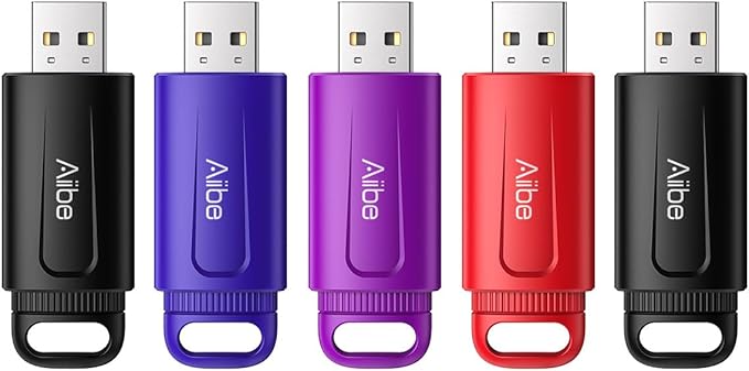 Aiibe 32GB Flash Drive Thumb Drives 5 Pack USB Drive 32GB USB 2.0 Memory Stick USB Stick 32GB USB Flash Drive Bulk Jump Drives Multipack for Laptop (32 GB, Colorful)
