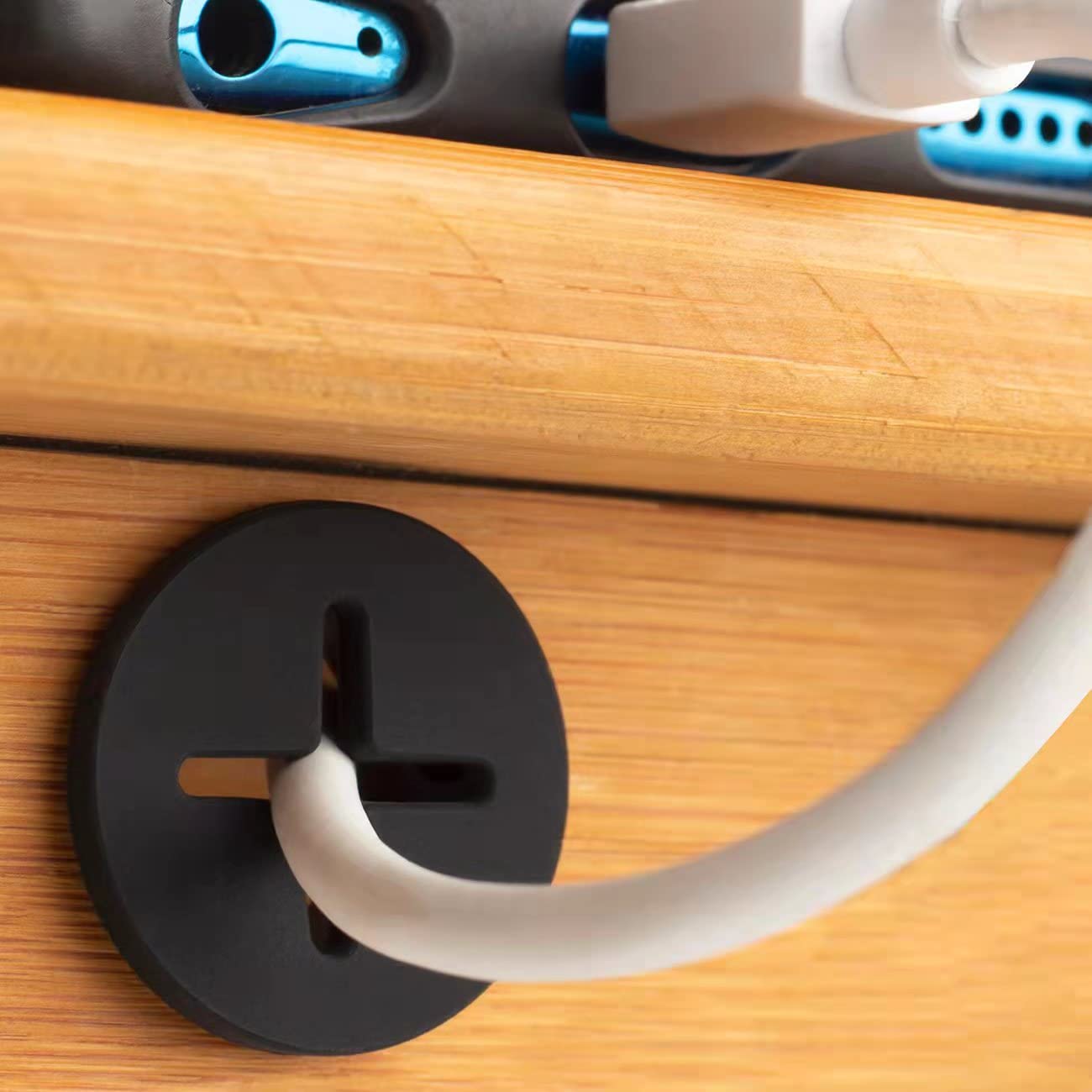 Cable Cord Grommet 3/4 Inch Flexible Wire Rubber Grommets for Desk and Other Furnitures Wire Hole Cover Cable Management Wire Organizer Cable Pass Through (8 Pack), Black Color