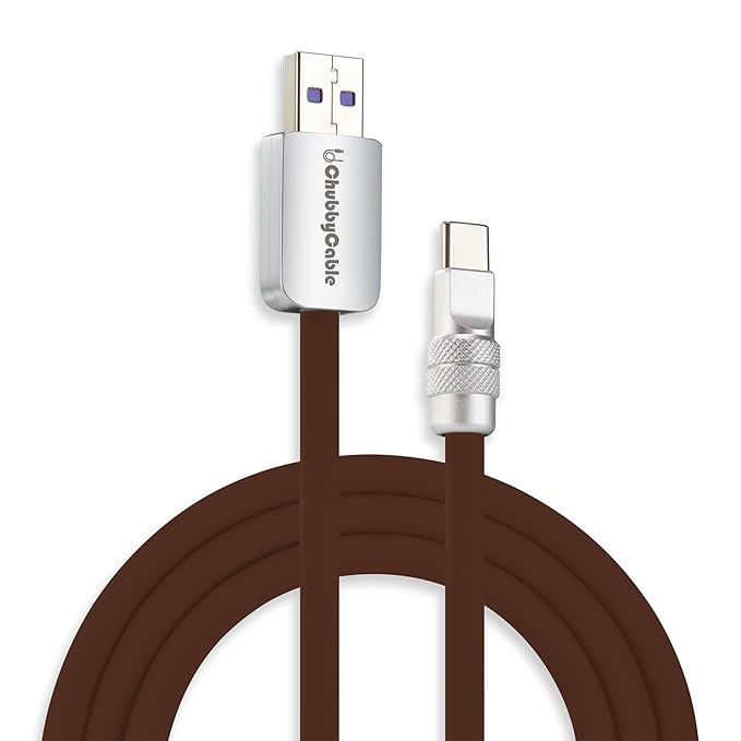 chubbycable Chubby 2.0 Fast Charging Cable Durable Soft Silicone USB C Cable 120W Extra Thick Charger Cord Compatible with iPhone 17-15 Series iPad, Chocolate, USB-A to Type-C, 16.4 FT