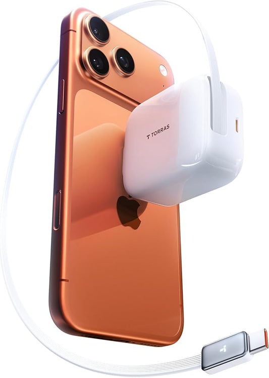 TORRAS FlexLine 67W Retractable USB C Charger Block,for iPhone 17 Charger Fast Charging, GaN Ⅲ USB C Cable with Dual-Port for MacBook Pro/Air,iPad, Samsung Galaxy S25 Ultra/iPhone 17 Pro Max, 39.37in