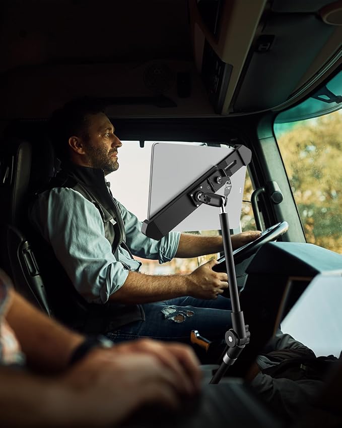 woleyi Anti-Theft Seat Rail Tablet Mount for Car/Truck, Heavy Duty Car Floor Bolt Tablet Holder, Vehicle Front Seats Stand with Security Lock and Key for iPad Pro, Air, Mini, Galaxy Tab, 7-11" Tablets