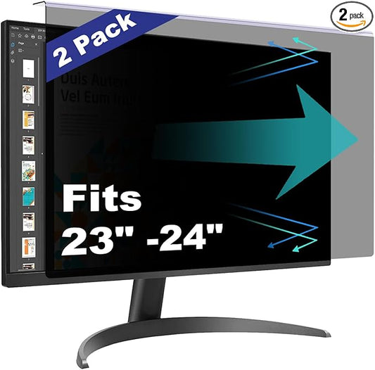 [2 Pack Computer Privacy Screen Shield Compatible for 23.6/23.8/24 Inch 16:9 Widescreen Desktop Monitor - Anti Glare & Blue Light Filter - Hanging Design for Easy On/Off