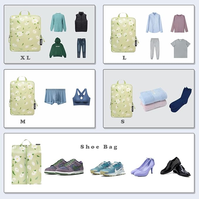 BAGAIL 6 Set Ultralight Compression Packing Cubes Packing Organizer for Travel Accessories Luggage Suitcase Backpack