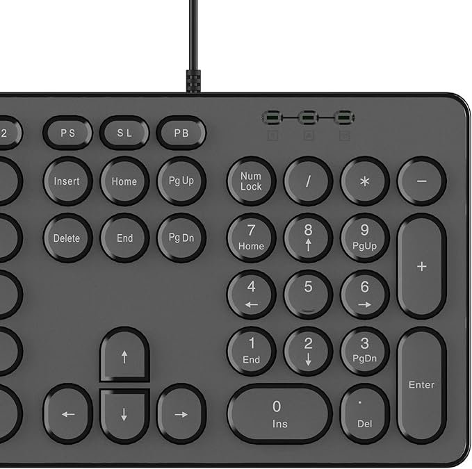 cimetech Wired USB Keyboard, Full Size Computer Keyboard Low-Profile Basic Matte Black with Foldable Stands, Plug-and-Play Compatible with Windows, PC, Laptop