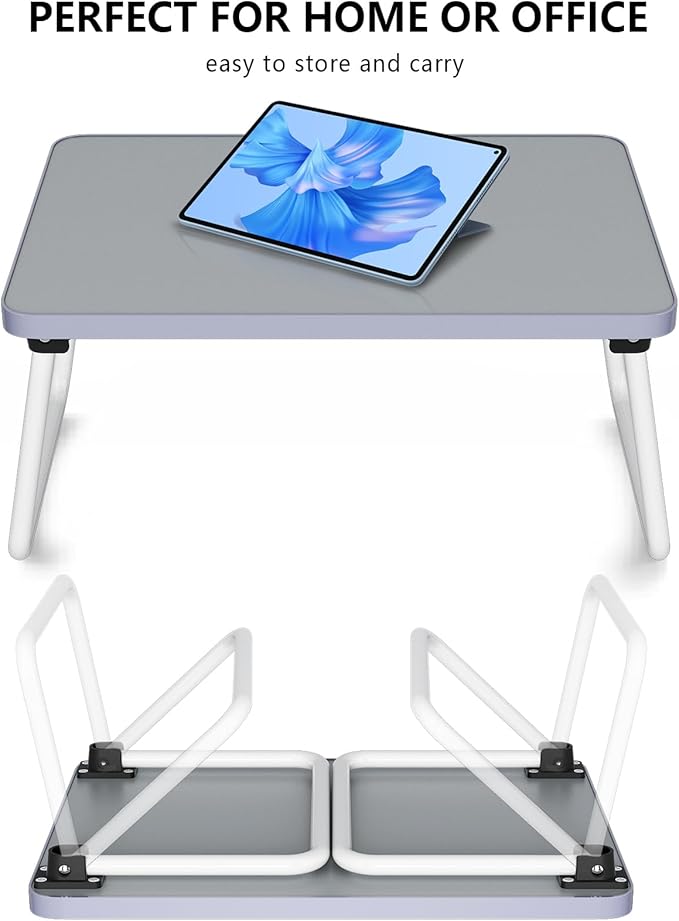 Lap Desks Laptop Tray for Bed or Couch,Portable Breakfast Serving Tray with Folding Legs,Foldable & Lightweight Mini Table, Laptop Stand for Working, Reading and Writing,Gray