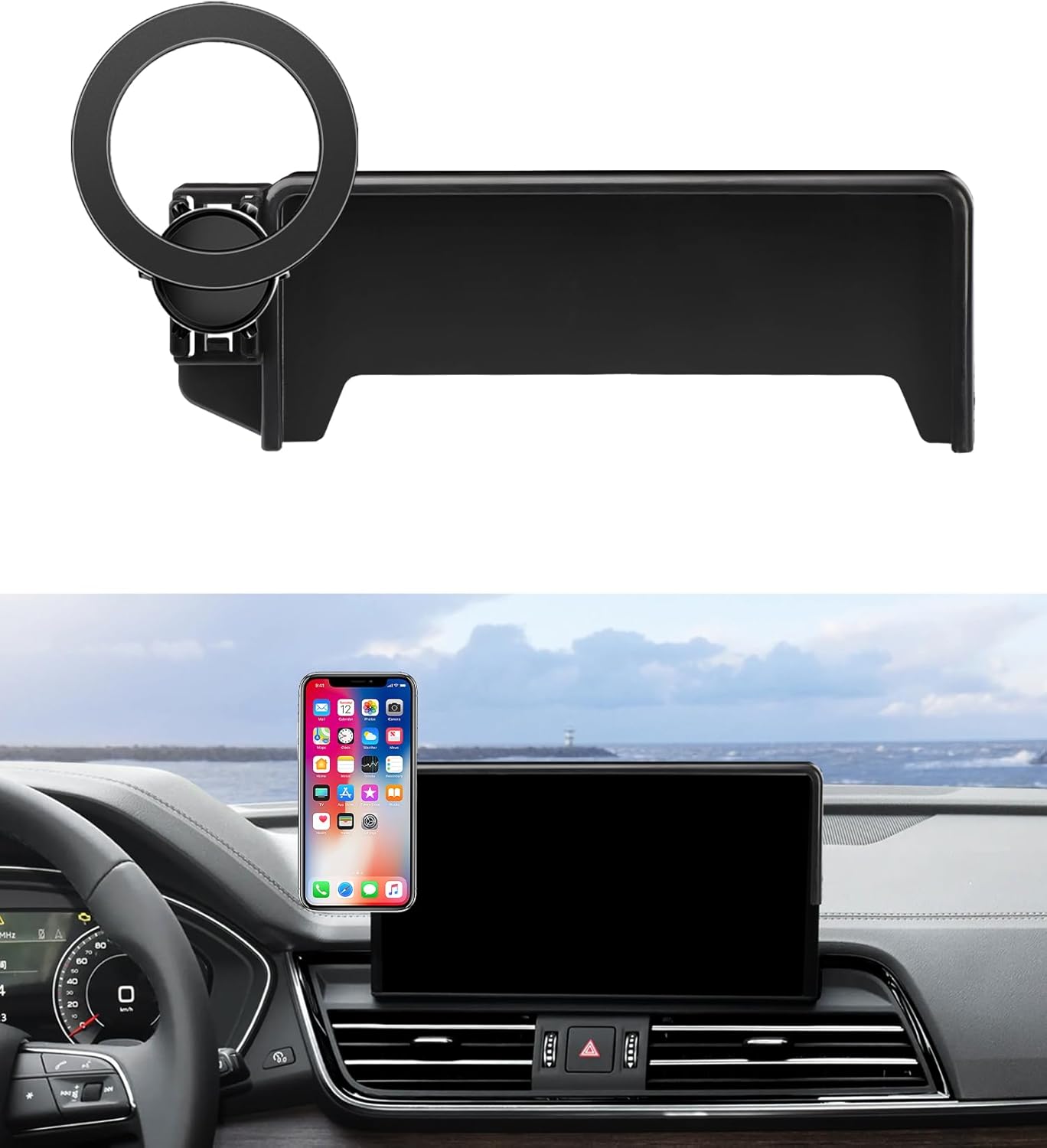 Car Phone Holder for Audi A4&S4&A5&S5&RS5 2020-2025 Accessories / Q5 2021-2025 Accessories 10.1-inch Screen Fixed Clip, Phone Mount Compatible with MagSafe, Cell Phone Holder