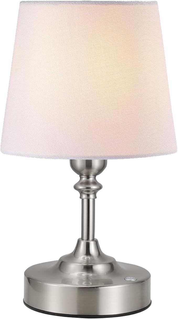 Kakanuo Mini Cordless Table Lamp Silver - 1 Pack 4000mAH Battery Operated Lamp for Decor, 3000K Stepless Dimming Touch Rechargeable Lamp for Bedroom, Dining Table, Counter, Living Room