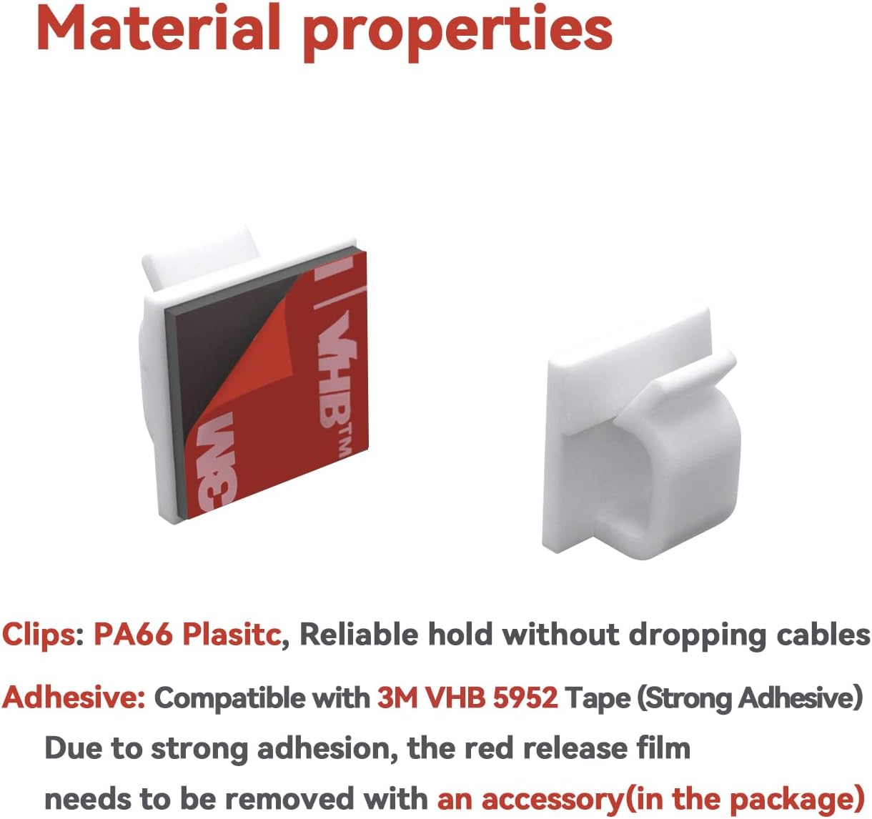 Cable Clips 60pcs with Strong Adhesive Tapes,Wire Holder Organizer Cord Management for Car, Office and Home (White- CC04(60PCS))