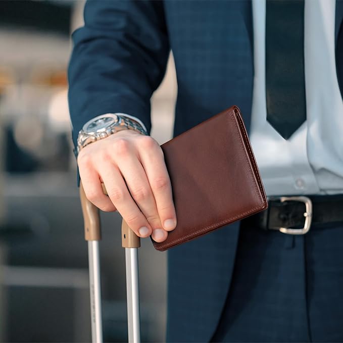 Polare Luxury RFID Blocking Leather Passport Holder Travel Wallet For Men and Women (Coffee)