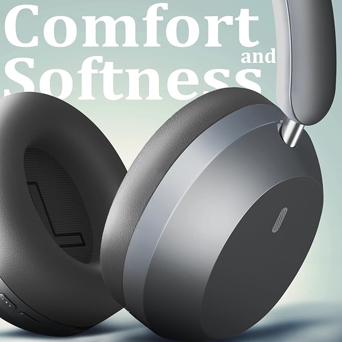 Wentronic Y04 Bluetooth Headphones Active Noise Cancelling Wireless Over Ear Headsets 48 Hours Playtime High Sound Quality Foldable Earphones with Soft Ear Cushion for Travel - Grey
