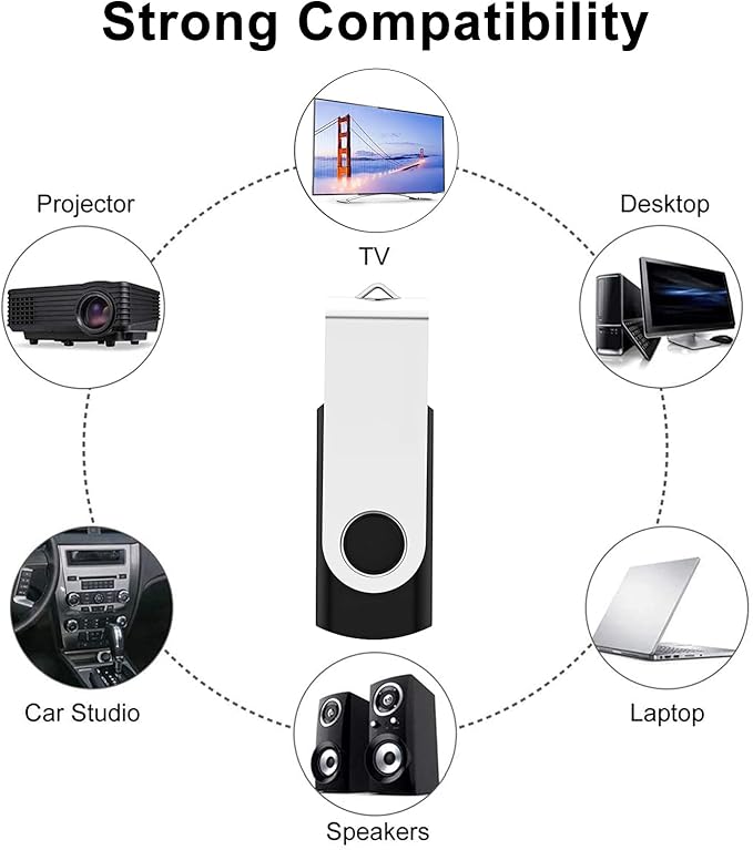 4GB Flash Drive 10 Pack, USB 2.0 Thumb Drives Bulk Swivel Memory Stick for Data Storage, Black