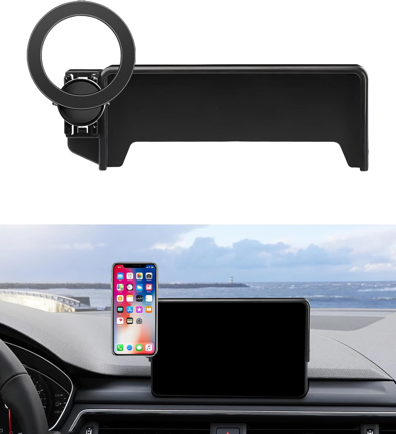 Car Phone Holder for Audi A4&S4 17-19 Accessories /Q5 18-20 Accessories A5 18-19 Accessories 7-inch Screen Fixed Clip, Phone Mount Compatible with MagSafe, 360° Rotation Cell Phone Holder
