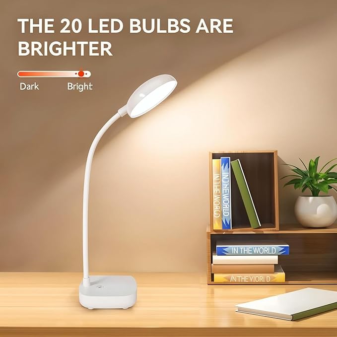 Small Led Desk lamp Rechargeable,2 Pack Black,20pcs Eye Protection Light Bead,3 Color Lights,Adjustable Brightness,400 lumens,Small Table lamp,Rechargeable lamp,Desk Light for Office