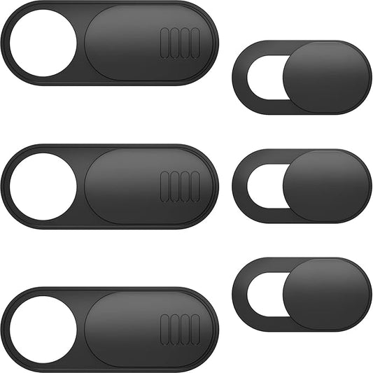 Laptop Camera Cover Slide Cute, Ultra Thin Webcam Cover for iPhone iPad MacBook Pro Computer iMac Cell Phone PC Accessories, Camera Blocker Slider, Great for Privacy (3 Small Black+3 Large Black)