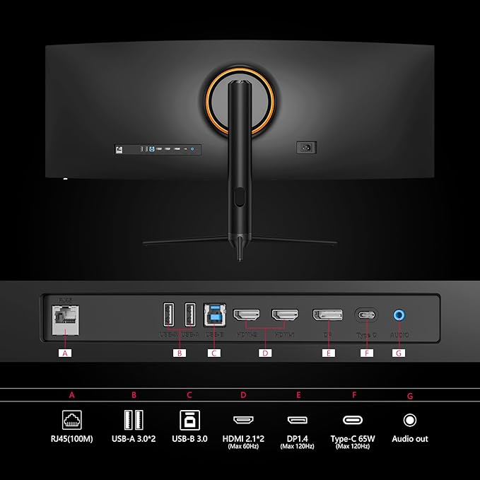 INNOCN 45 Inch 5K2K 5120 x 1440p 120Hz Ultrawide Curved Gaming Monitor, R1500, HDR400, USB Type-C 65W Power Delivery, PIP/PBP, Built-in Speaker, Height Adjustable, Black