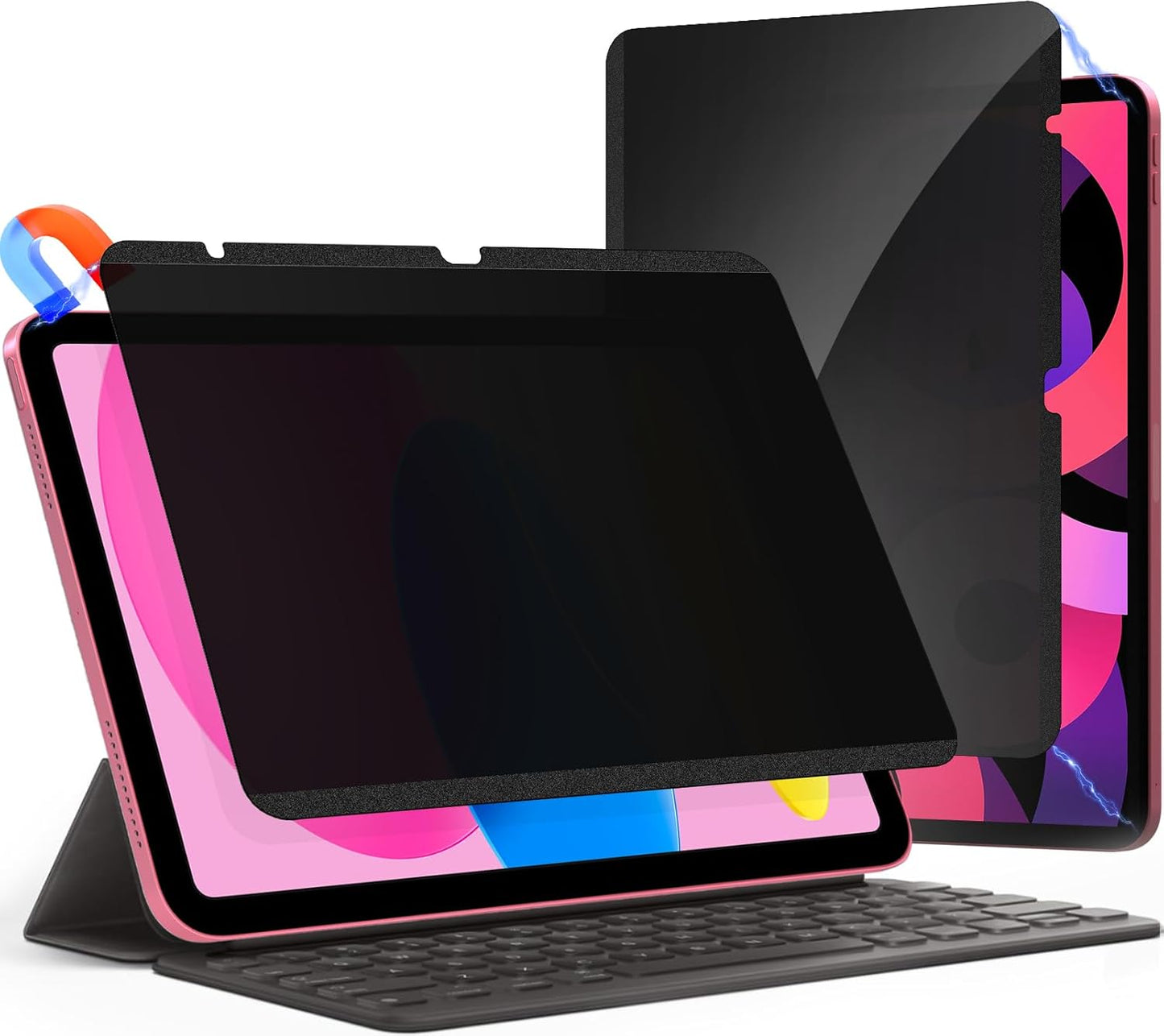 Upgraded 360° Magnetic Privacy Screen Protector for iPad 10th generation (2022) / 11th generation (2025) (Landscape+Portrait Privacy), Removable 4-Way Anti Spy Screen Film, Anti Glare Blue Light Filter, High Sensitive Bubble Free Screen