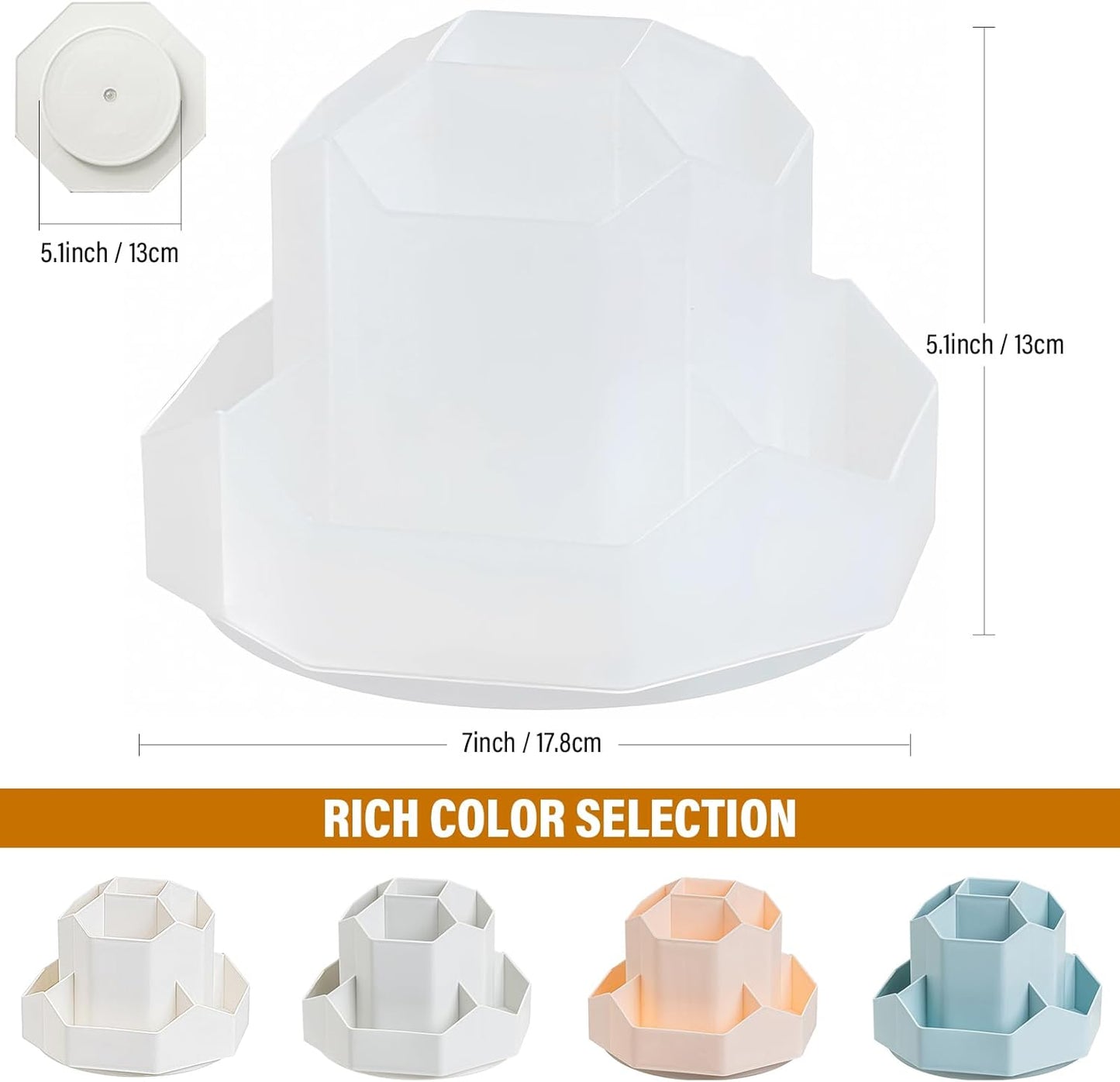 Pen Holder, 9 Slots Rotating Pencil Holder, Desk Organizer, Desk Accessories Workspace Organizers, Office, School（Transparent Color