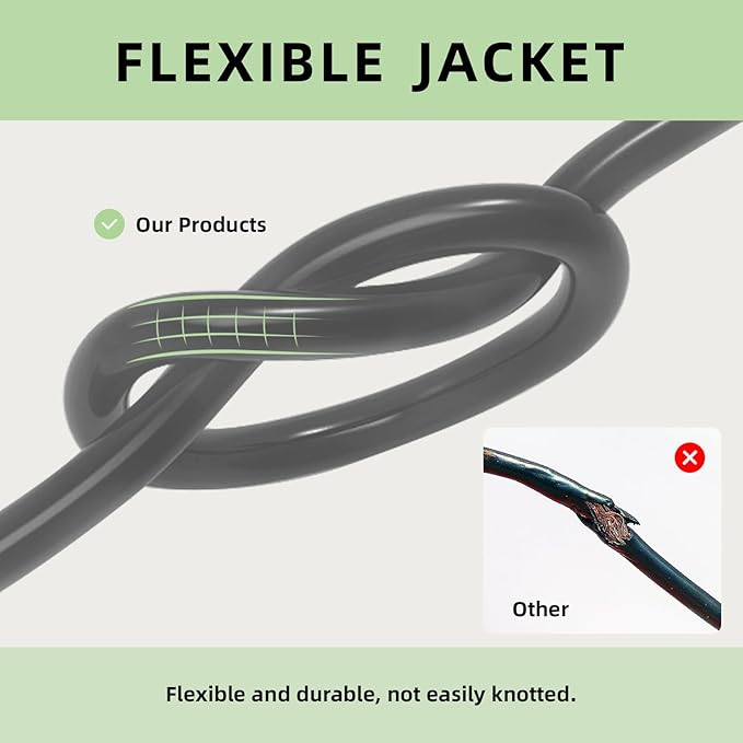 EP 50 Ft Outdoor Extension Cord, 12/3 SJTW Heavy Duty Extension Cable with 3 Prong Grounded Plug, 15 AMP Power Cord for Lawn, Garden, Appliances, Gray