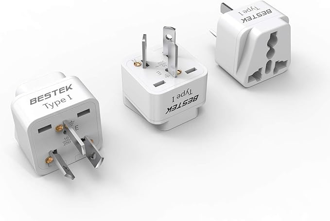BESTEK Australia New Zealand Travel Plug Adapter, Grounded Universal Type I Plug Adapter AU to US Adapter, Compact for Australia, New Zealand and More