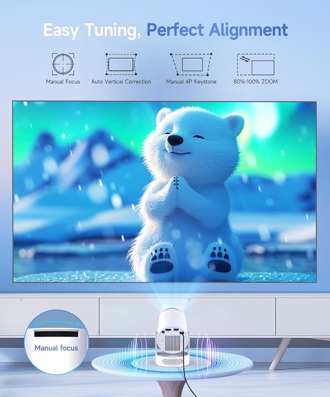 Magcubic 2025 Upgraded Mini Projector 4K support with WiFi 6 and Bluetooth 5.4, 5w Soundbase Speaker, Portable Projecteur with Auto Vertical Keystone 180° Rotatable Lens Cap for Movie Home HY300Pro+
