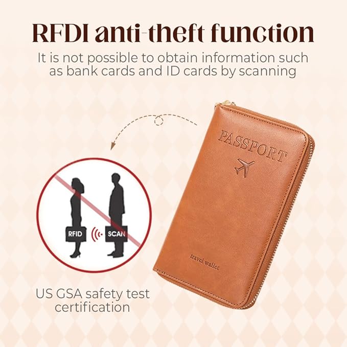 RFID Passport Holder for Wallet,RFID Blocking Document Organizer Clutch Bag, Credit Cards Case Cover Travel Wallet (Peacock Blue)