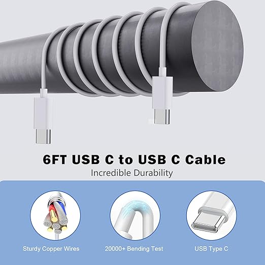 iPhone Charger Fast Charging,2 Pack 20W USB C Wall Charger with 6FT Long Type C to C Charging Cable Compatible with iPhone 17/Air/17 Pro/17 Pro Max/iPhone 16/16 Pro/16 Pro Max/15 Pro, iPad Pro/AirPods