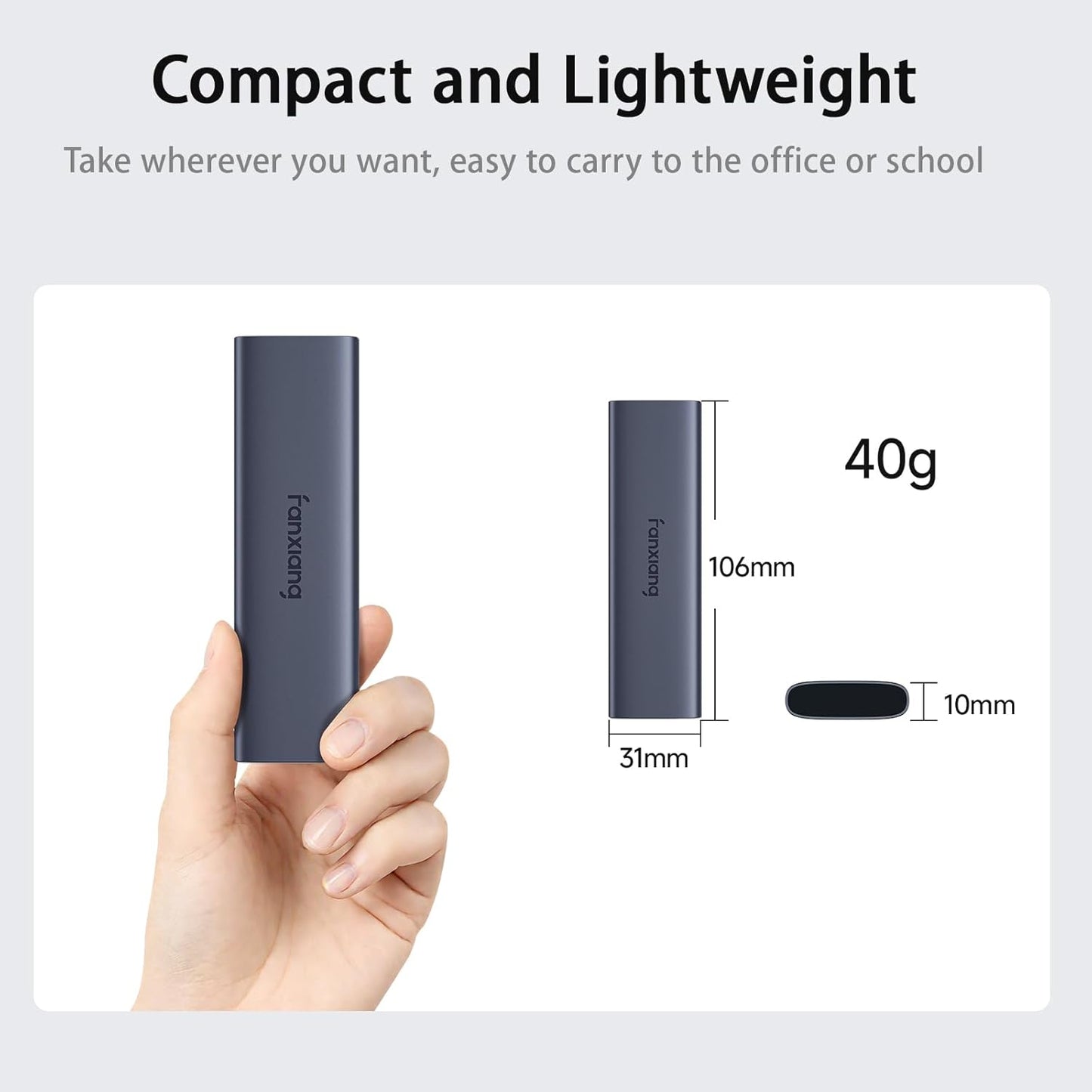 fanxiang 500GB External SSD - Portable SSD External Solid State Drive, 1000MB/s, USB 3.2 Gen2 Type-C, Aluminum Alloy, External Hard Drive for iPhone15/16,Android, Mac, Windows -PS1008
