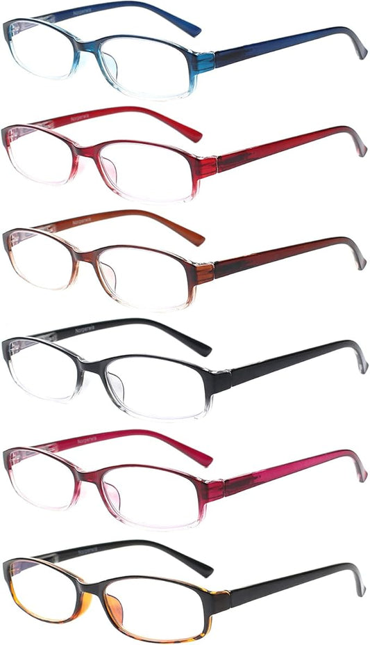 NORPERWIS 6 Pack Ladies Reading Glasses for Women Blue Light Blocking Spring Hinge Fashion Eyeglasses Readers for Women (Mix Color, 0.50)
