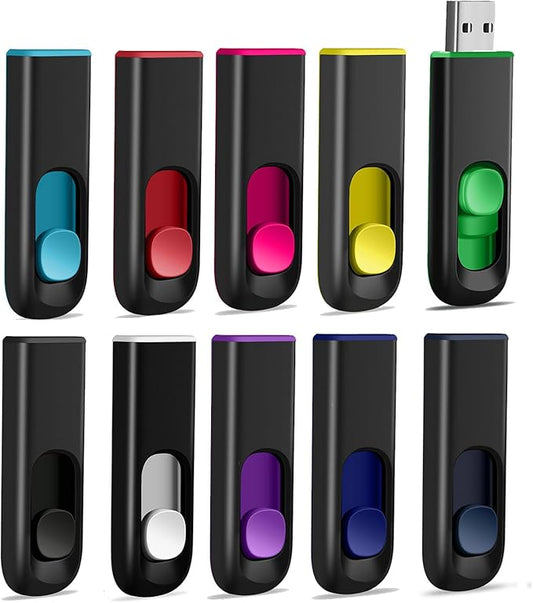 10 Pack 8GB USB Flash Drive, USB 2.0 Memory Stick Thumb Drive Pen Drives Jump Drive for Data Storage Multiple Colors