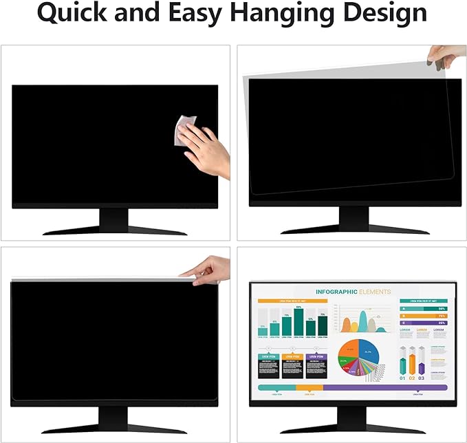 RedANGEL 【2 Pack】 27 Inch Privacy Screen Protector for 16:9/16:10 Widescreen Monitors-Blue Light Blocking,Hanging Design, Anti-Scratch for Desktop Computers