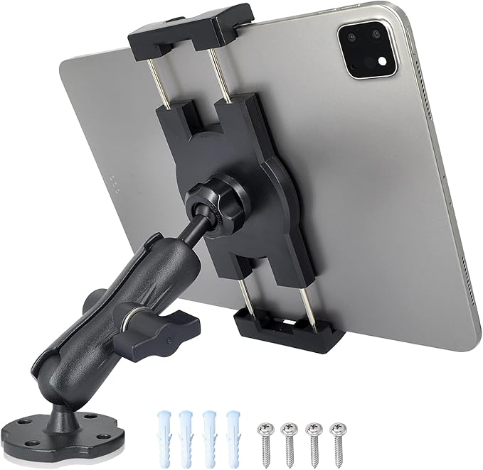 Tablet Mount for Truck Aluminum Arm iPad Mount Car Holder for 6.5"-12.9" iPad mini/Air/Pro,Drill Base Heavy-Duty Fit for 1" B Size System