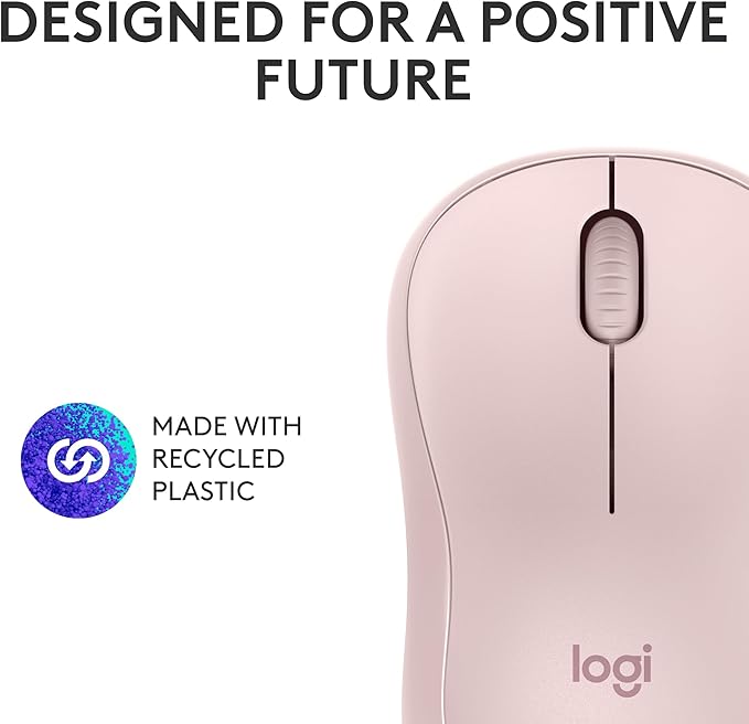 Logitech M240 Silent Bluetooth Mouse, Wireless, Compact, Portable, Smooth Tracking, 18-Month Battery, for Windows, macOS, ChromeOS, Compatible with PC, Mac, Laptop, Tablets - Rose
