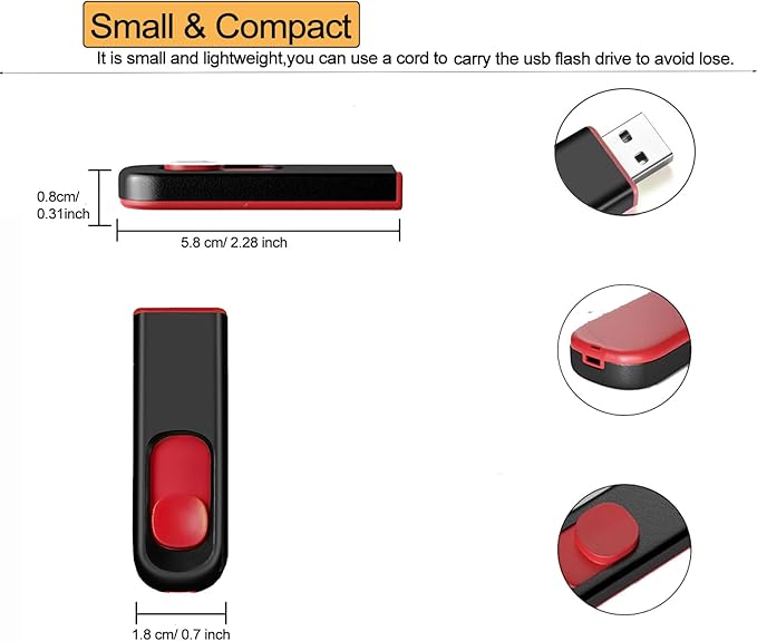 USB 3.0 128GB USB Flash Drive, USB 3.0 Memory Stick Thumb Drive Pen Drives Jump Drive for Data Storage Black/Red