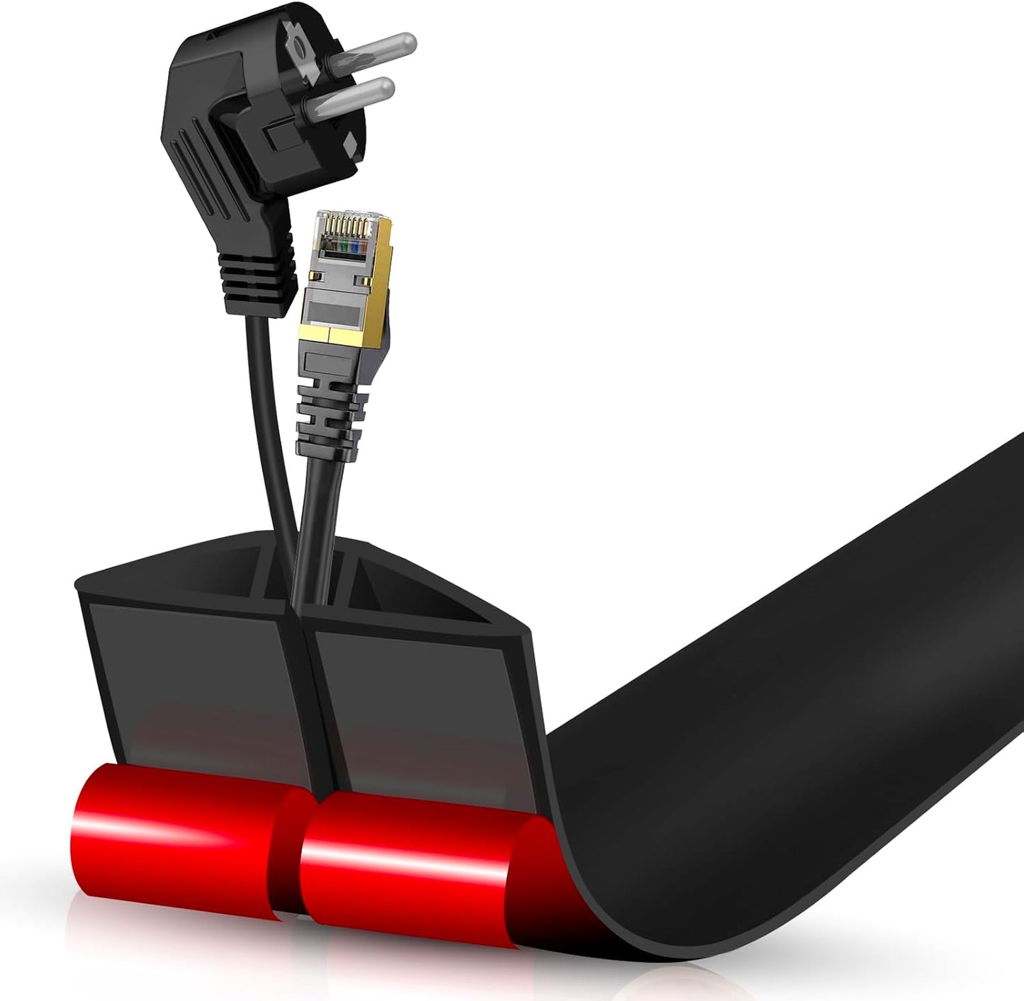 Floor Cord Cover Self Adhesive Cord Hider,3.3FT Cable Management, Extension Strip Protector for Wires, Prevent Cable Trips for Offices, Gyms, Exhibitions Cavity:0.47"(W) x 0.35"(H) Black