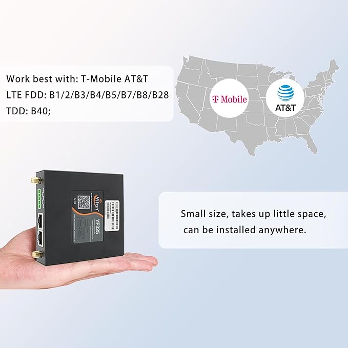 4G VPN Router, Industrial 4G LTE Router Yeacomm YF325 WiFi Modem Unlocked with Dual Sim Card Slot, RS232, External Antenna Cellular Modem in North/South America, NOT for Verizon