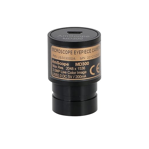 AmScope 3.0 Mega Pixel USB Still Photo & Live Video Microscope Imager Digital Camera 3MP,MD300